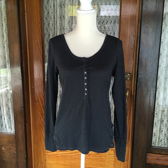 Aeropostale charcoal gray long sleeve button top - Picture 1 of 7